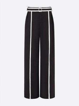 Urban Color-Block Piping Straight-Leg Pants