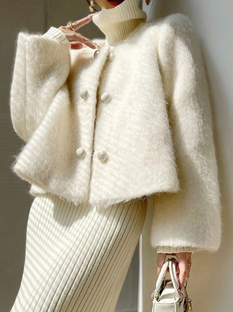 Urban Woolen Plain Front Button Coat