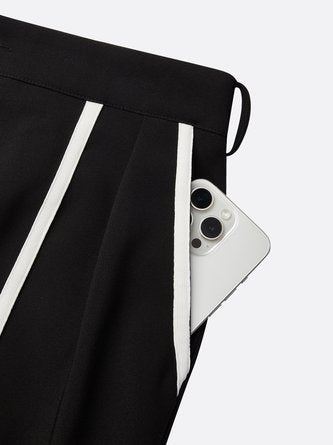 Urban Color-Block Piping Straight-Leg Pants
