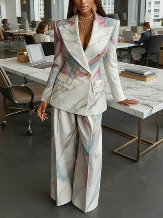 Elegant Abstract Printing Wide Leg Pants