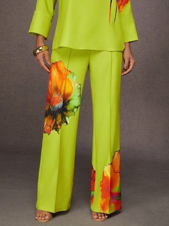 Urban Floral Printing Straight Pants