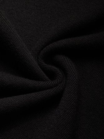 Urban Plain Zipper Crew Neck Sweater Midi Dress