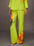 Urban Floral Printing Straight Pants