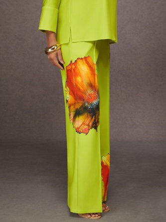 Urban Floral Printing Straight Pants