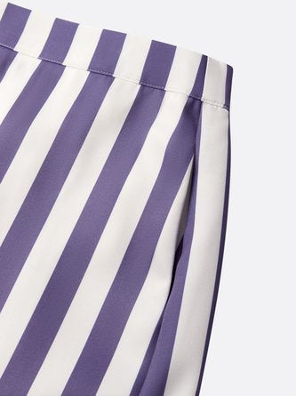 Urban Striped Printing Midi Skirt
